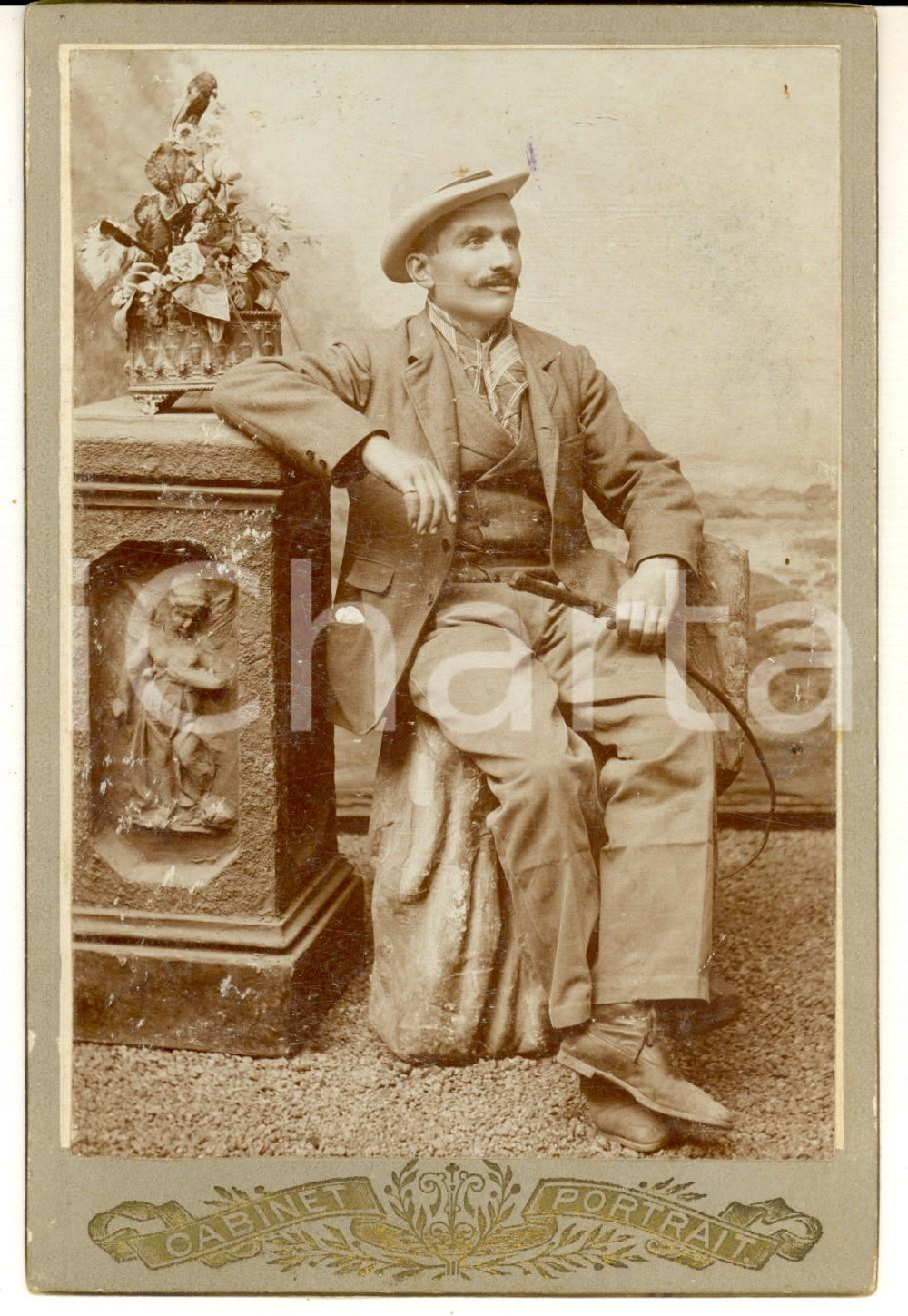 Fotografia d epoca originale 1901 ASSUAN EGITTO Ritratto di Dante CASADIO  Foto A. MARQUES 11x17 cm 1