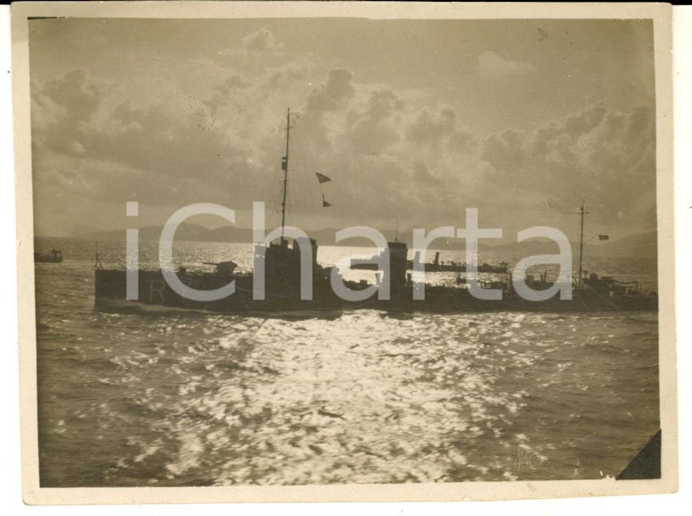 Fotografia d epoca originale 1925 REGIA MARINA Esploratore AUGUSTO RIBOTY e cacciatorpediniere PAPA Foto 11x9 1