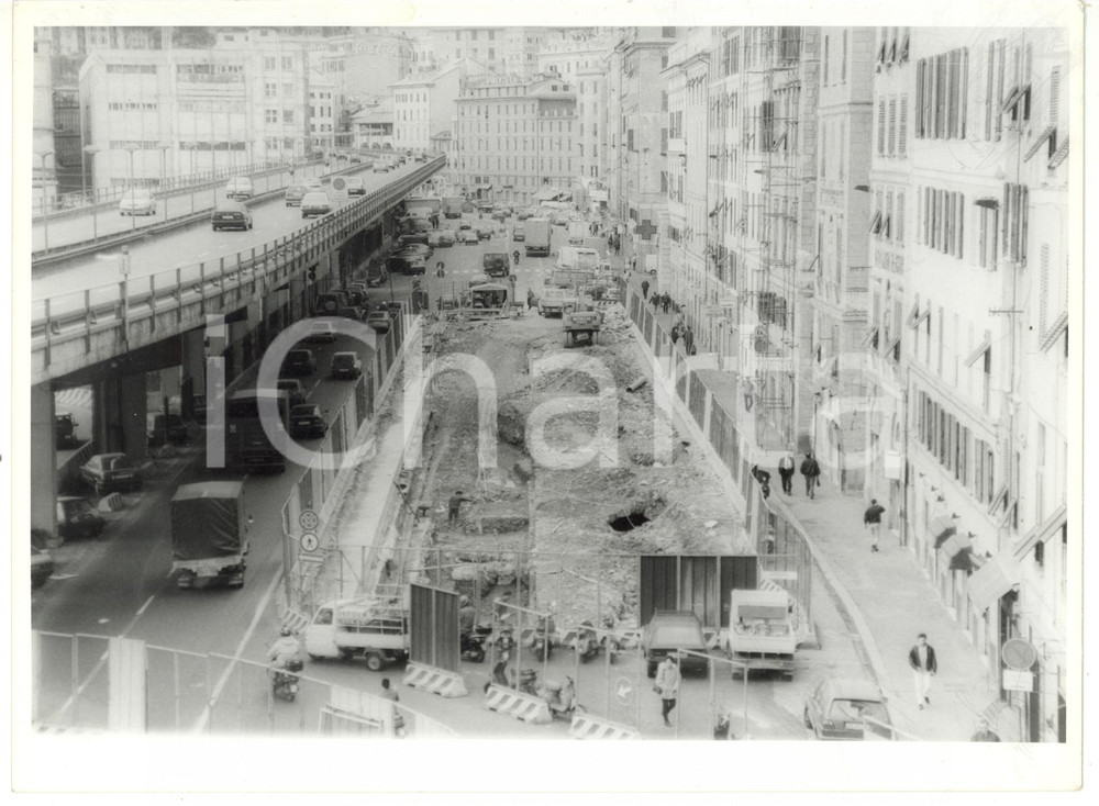 Fotografia d epoca originale 1990 ca GENOVA Cantiere stradale Foto ARTISTICA 24x18 cm 1
