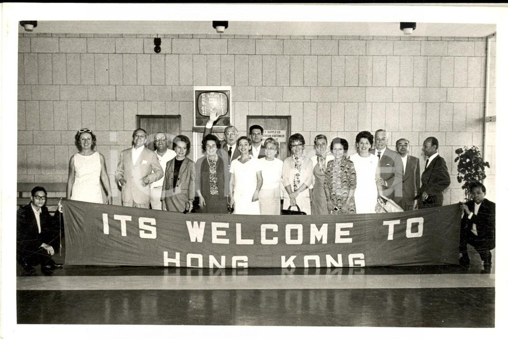 Fotografia d epoca originale 1960 ca HONG KONG Comitato di accoglienza britannico  Foto VINTAGE 14x10 cm 1