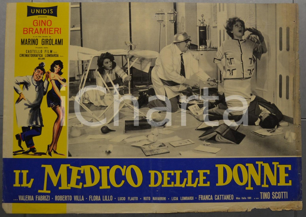 Materiale cinematografico d’epoca 1962 IL MEDICO DELLE DONNE Gino BRAMIERI Valeria FABRIZI Fotobusta 60x40 cm 1 1
