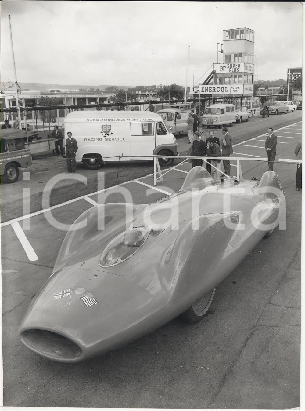 Fotografia d epoca originale 1960 GOODWOOD CIRCUIT Speed Record  Donald CAMPBELL s Bluebird car Photo 1