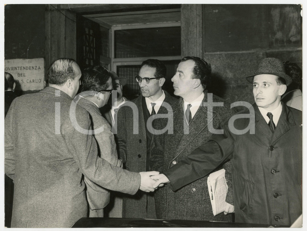 Fotografia d epoca originale 1957 NAPOLI VIII Congresso DC  Emilio COLOMBO Davide BARBA Foto 24x18 cm 1