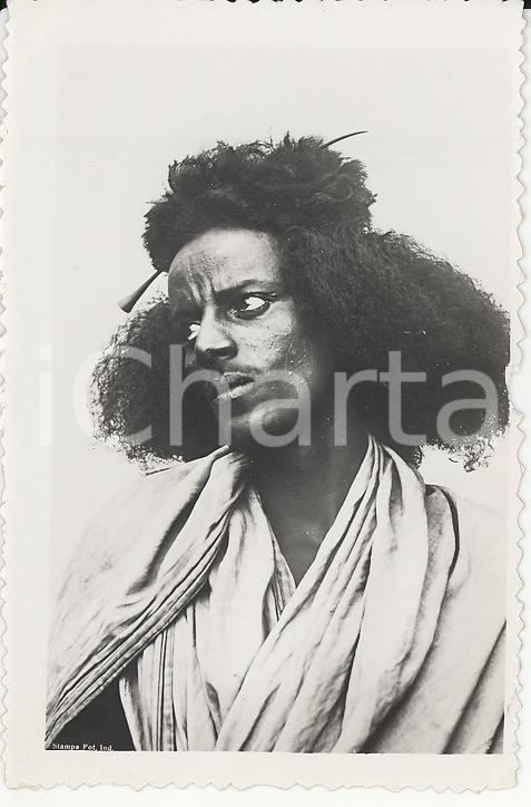 Fotografia d epoca originale 1935 ca A.O.I. ETIOPIA Ritratto di etiope VERA PHOTO cm 9x5,8 1