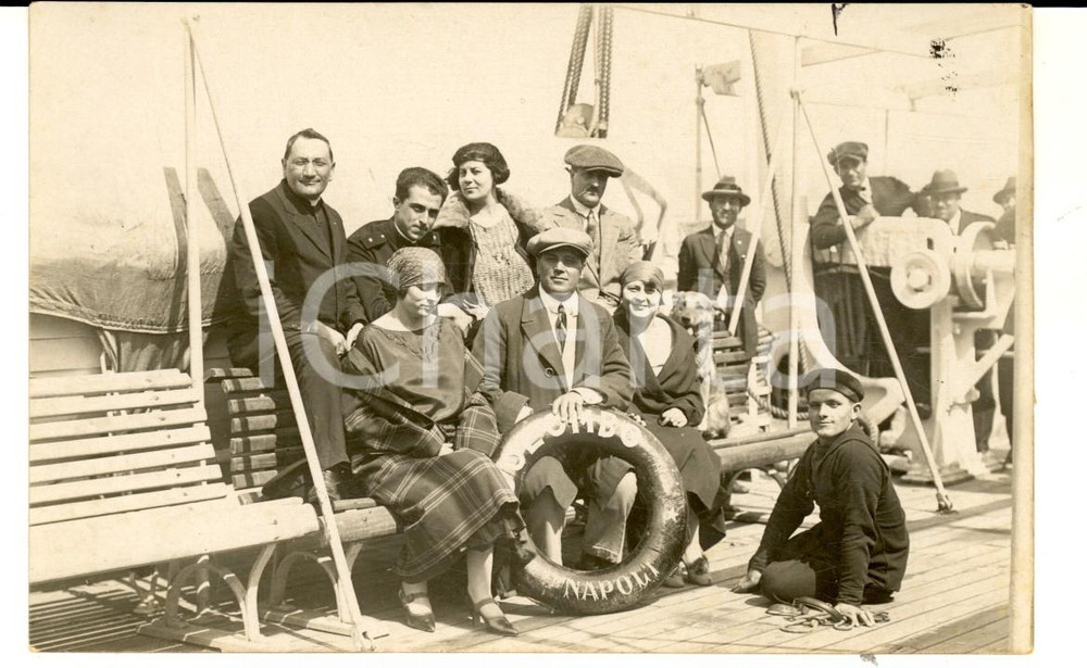 Fotografia d epoca originale 1925 NORD ATLANTICO Nave SS COLOMBO  Passeggeri sul ponte Foto cartolina 1