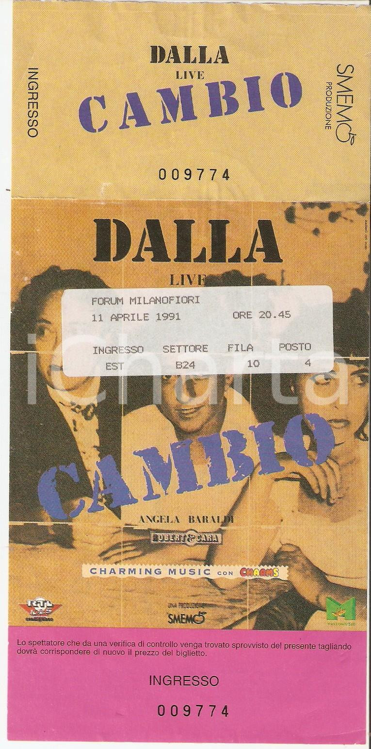 Oggetto da collezione cartaceo 1991 MILANO Forum Milanofiori  Lucio DALLA Live Cambio Biglietto 1