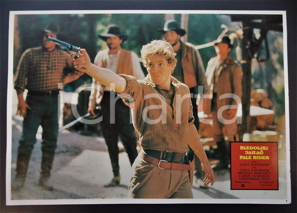 Materiale cinematografico d’epoca 1985 PALE RIDER Chris PENN  Clint EASTWOOD Lobby card EDIZIONE SERBA 32x22 cm 1