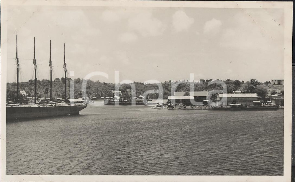 Fotografia d epoca originale 1937 GUADALUPA  Veduta del porto  REAL PHOTO cm 13,5 x 8,5 1
