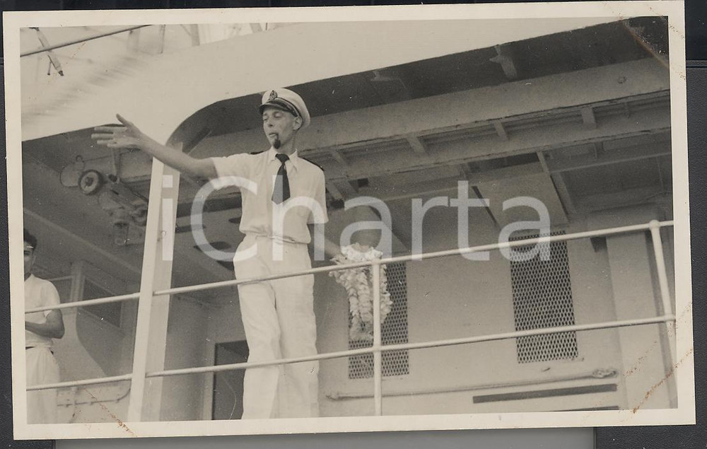 Fotografia d epoca originale 1937 A bordo della nave francese Rigault de Genouilly   PHOTO cm 13,5 x 8,5 1