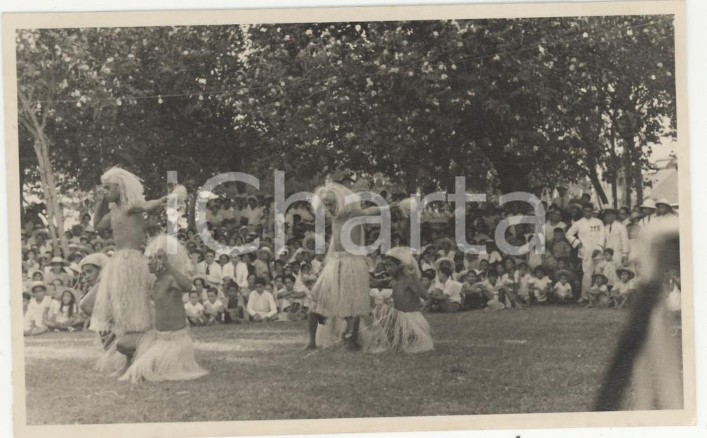 Fotografia d epoca originale 1937 PAPEETE Polinesia 48FESTA 14 LUGLIO  REAL PHOTO cm 13,5 x 8,5 1