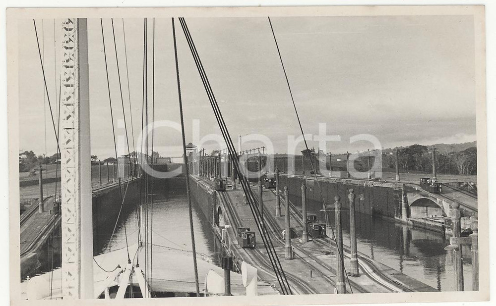 Fotografia d epoca originale 1937 PANAMA CANALE Le chiuse REAL PHOTO cm 13,5 x 8,5 1