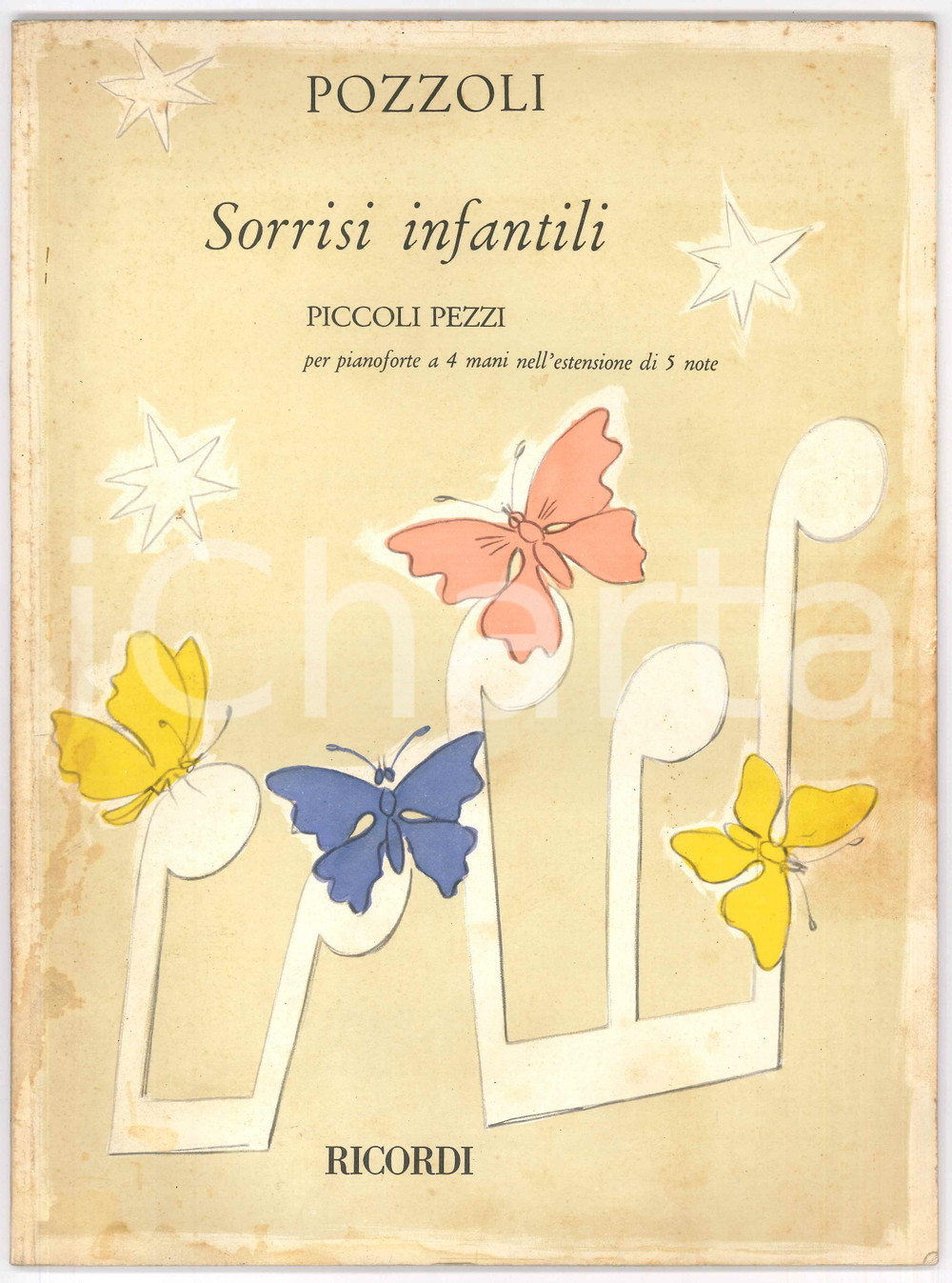 Libro, pubblicazione d epoca 1974 POZZOLI Sorrisi infantili  Piccoli pezzi per pianoforte Ed. RICORDI 51 p. 1