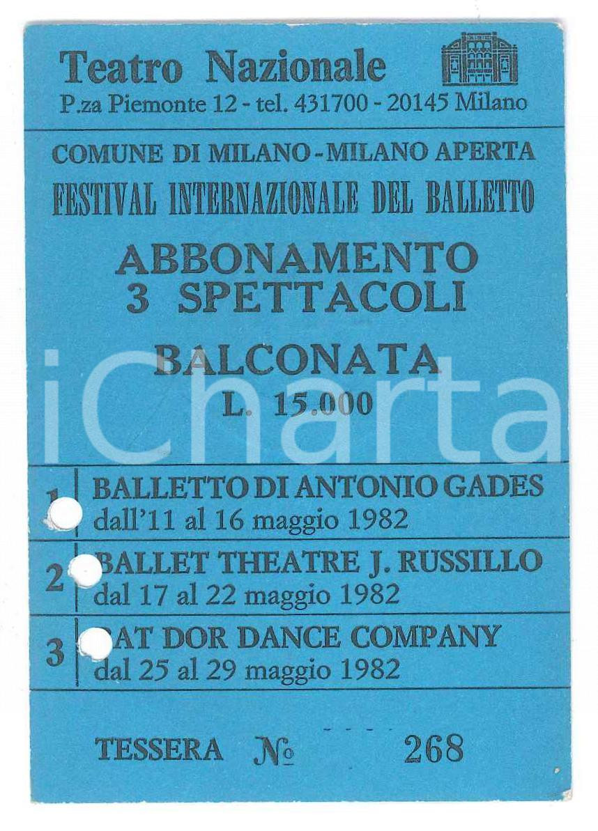 Oggetto da collezione cartaceo 1982 MILANO Festival balletto BATDOR Antonio GADES Ballet Theatre J. RUSSILLO 1