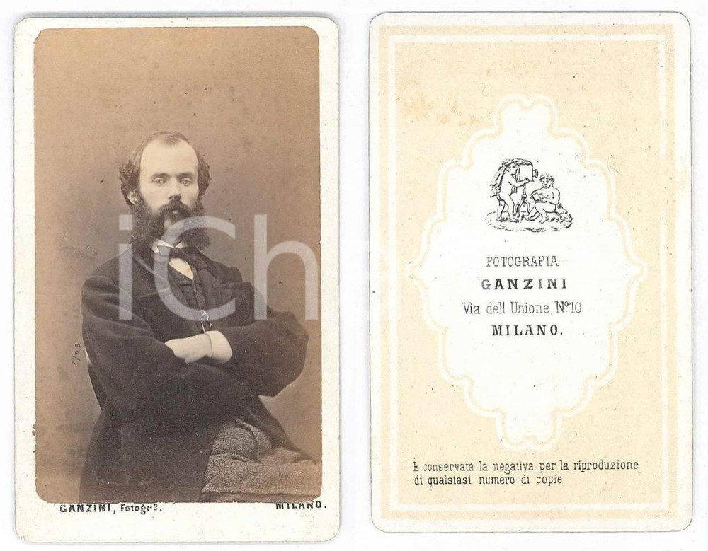 Fotografia d epoca originale 1880 ca MILANO Ritratto maschile seduto  Fotografia GANZINI CDV 1