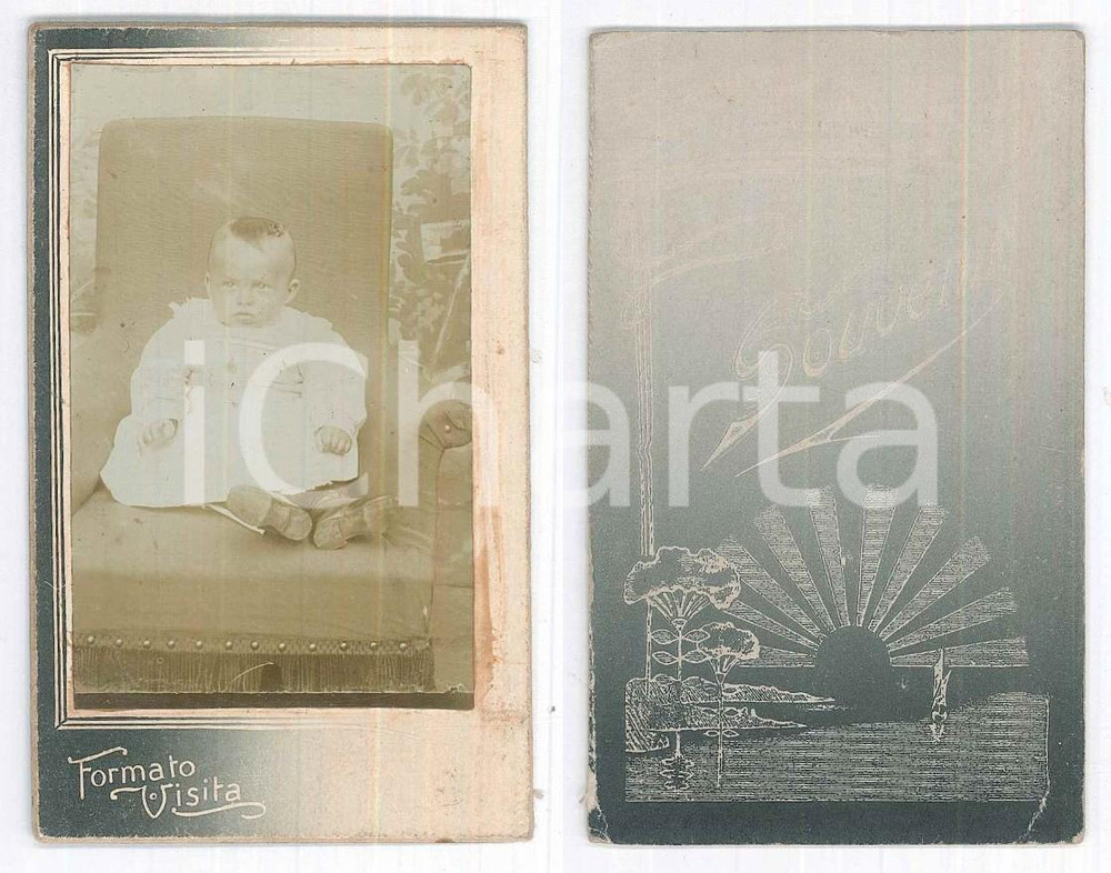 Fotografia d epoca originale 1900 ca COSTUME ITALIA Bambino di pochi mesi  Ritratto Foto anonima CDV 1
