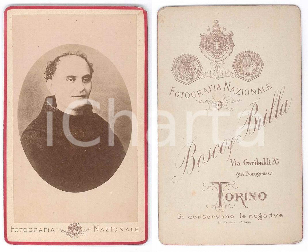 Fotografia d epoca originale 1880 ca TORINO Ritratto di un frate  Foto BOSCO & BRILLA CDV 1