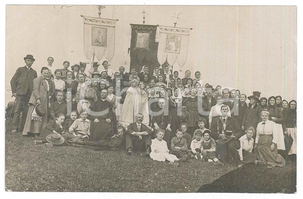 Fotografia d epoca originale 1910 ca GERMANIA Pellegrinaggio religioso  Ritratto di gruppo  Foto 14x9 cm 1