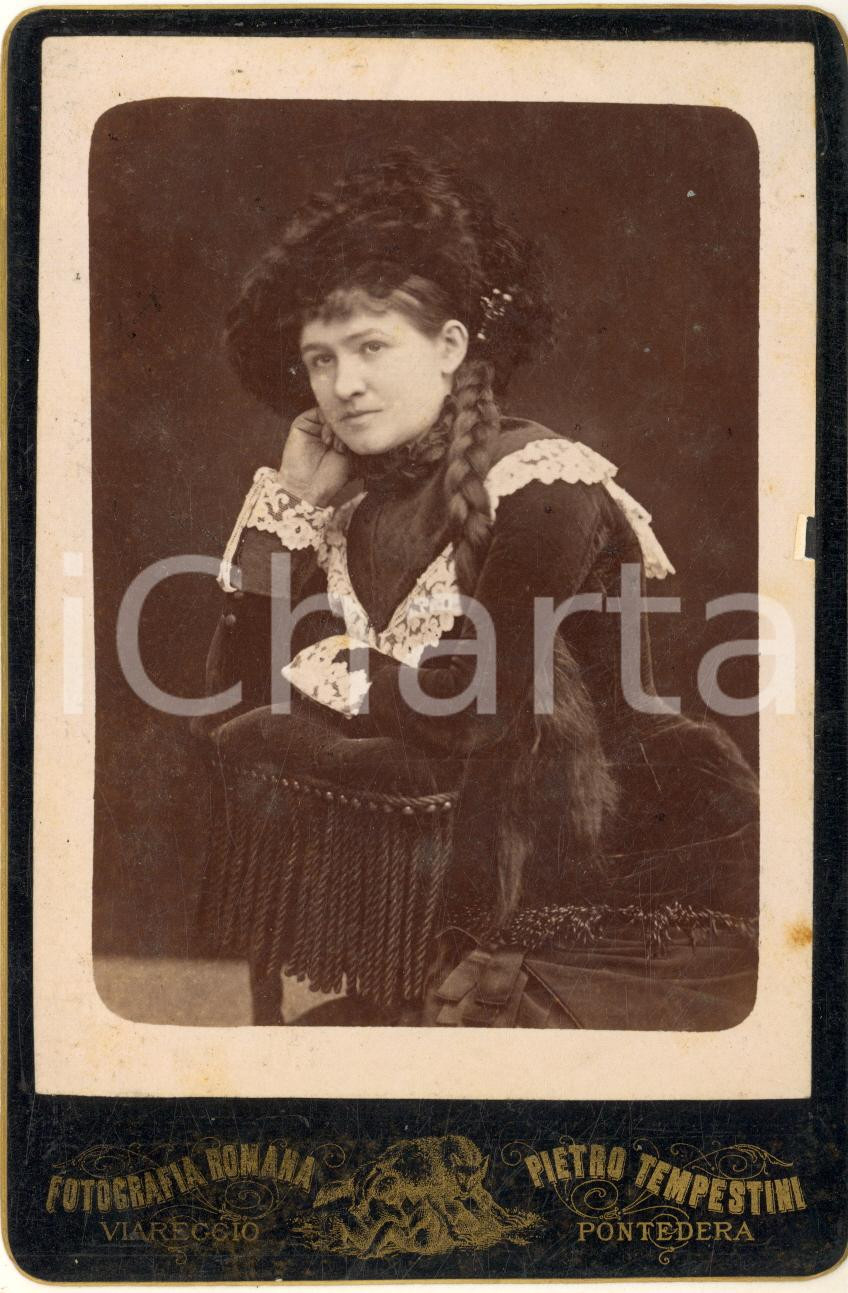 Fotografia d epoca originale 1880 ca VIAREGGIO Ritratto di una cantante lirica  Foto Pietro TEMPESTINI 1