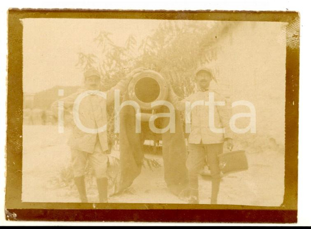 1918 WW1 ZONA DI GUERRA Ritratto di ufficiali medici con un cannone - Foto 9x6