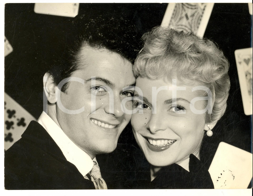 Fotografia d epoca originale 1960 ca CINEMA Tony CURTIS con la prima moglie Janet LEIGH  Foto 24x18 cm 1