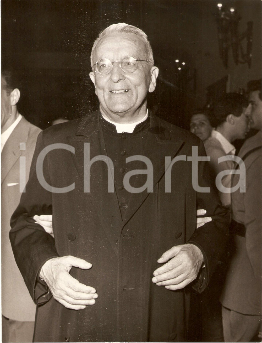 Fotografia d epoca originale 1955 PRO CIVITATE CHRISTIANA Mons. Giovanni ROSSI alla Sagra della Canzone Nova 1