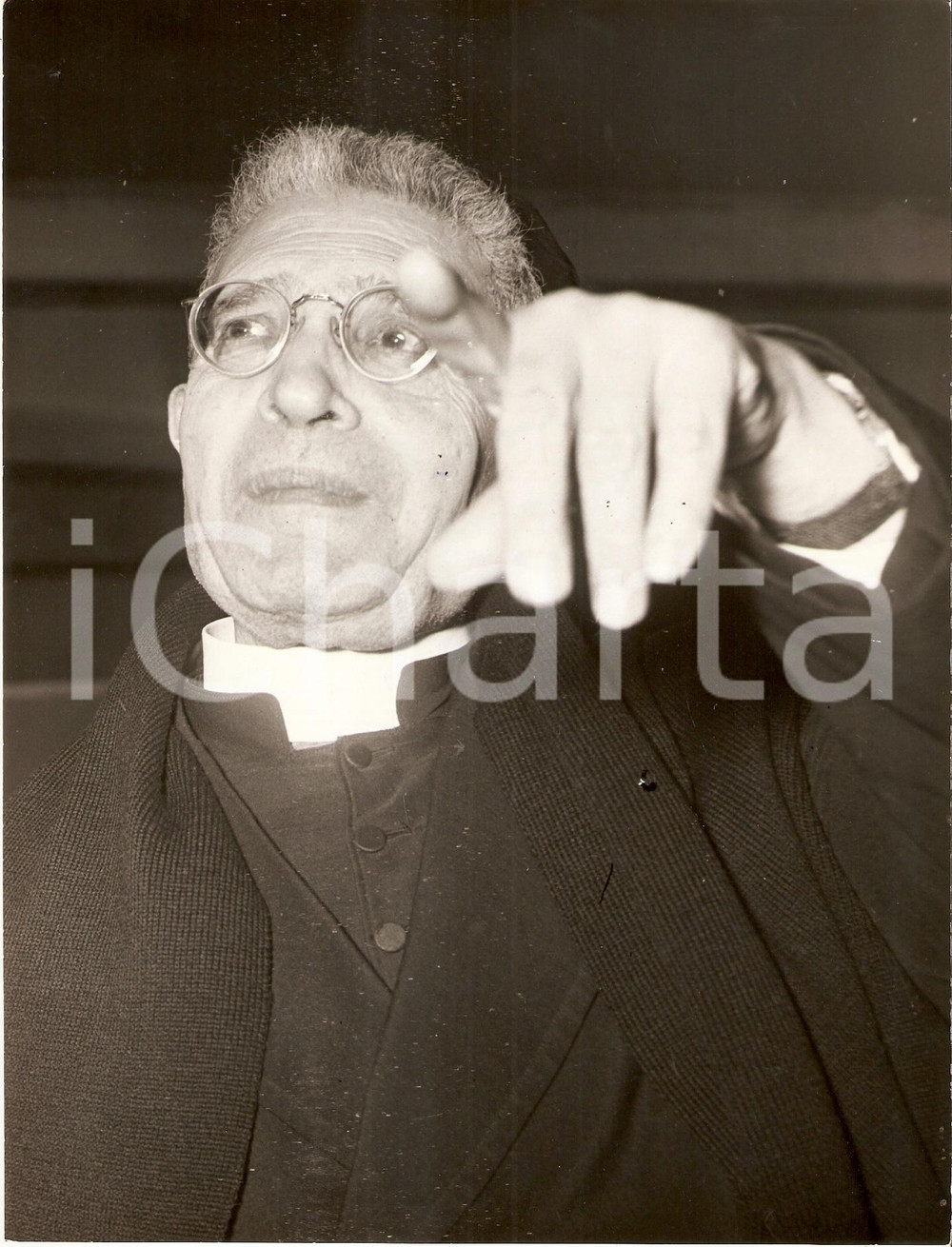 1955 ca ROMA Monsignor Domenico TARDINI Ritratto con dito puntato *Foto 18x24 cm