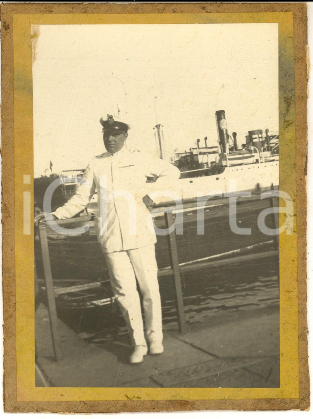 Fotografia d epoca originale 1940 ca REGIA MARINA GENOVA Ritratto di un ufficiale  Foto KREUKNIET 13x18 cm 1