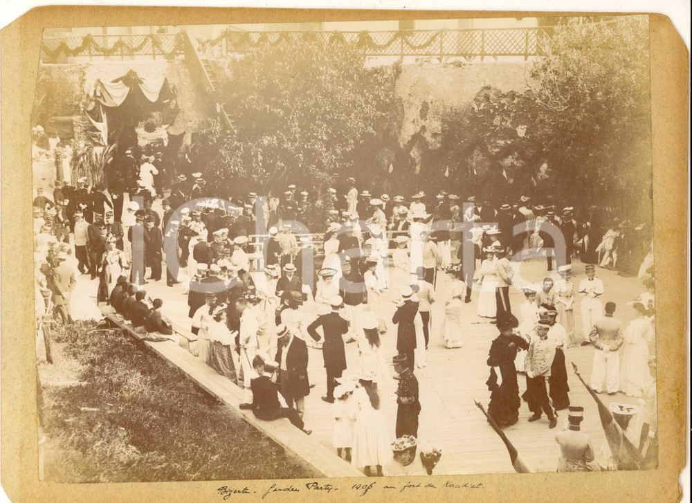 Fotografia d epoca originale 1906 BIZERTE TUNISIA Festa in giardino al forte di KUDIAT  Foto RARA 30x21 1