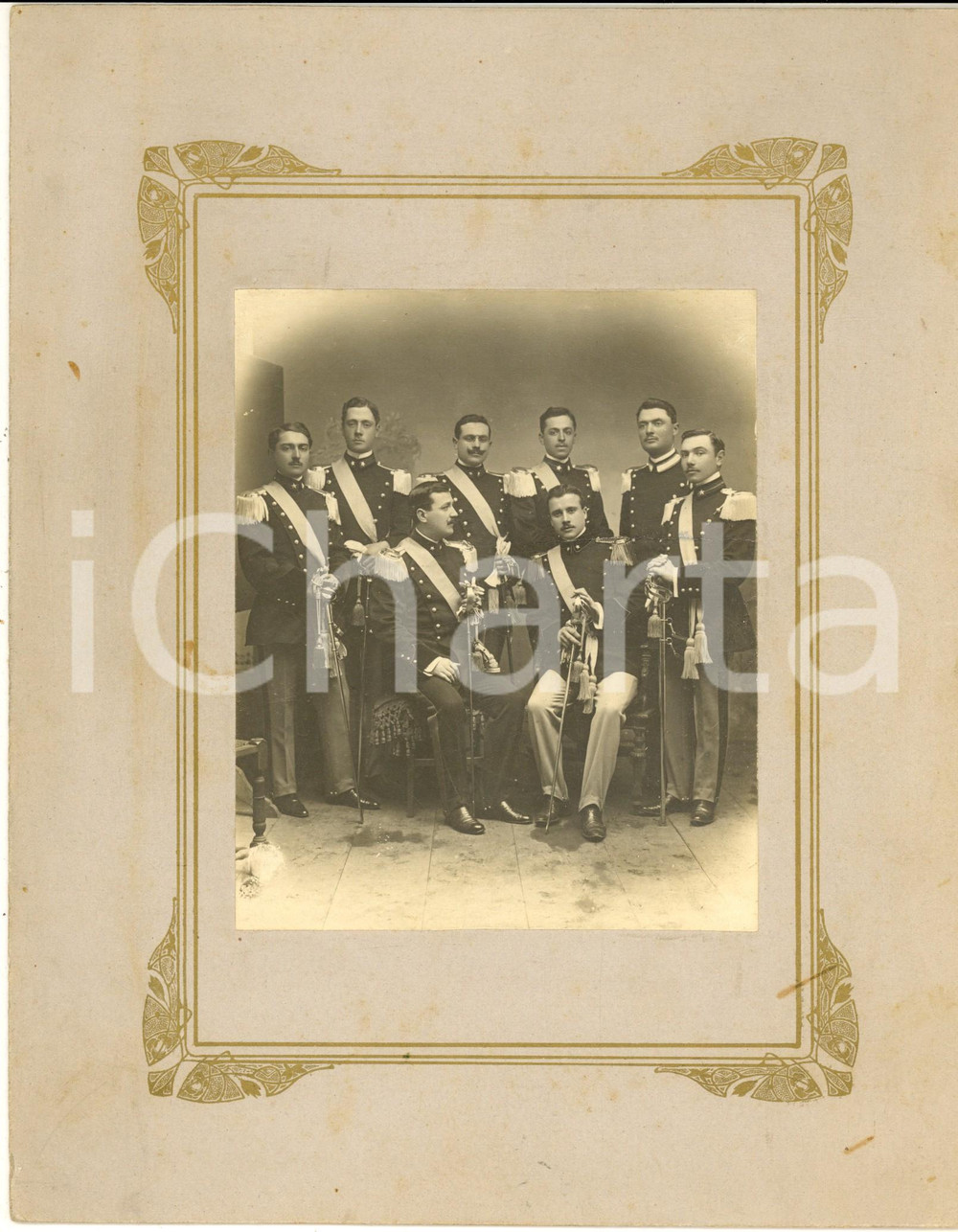 Fotografia d epoca originale 1910 ca ITALIA REGIO ESERCITO Un gruppo di giovani ufficiali  Foto  20x26 cm 1
