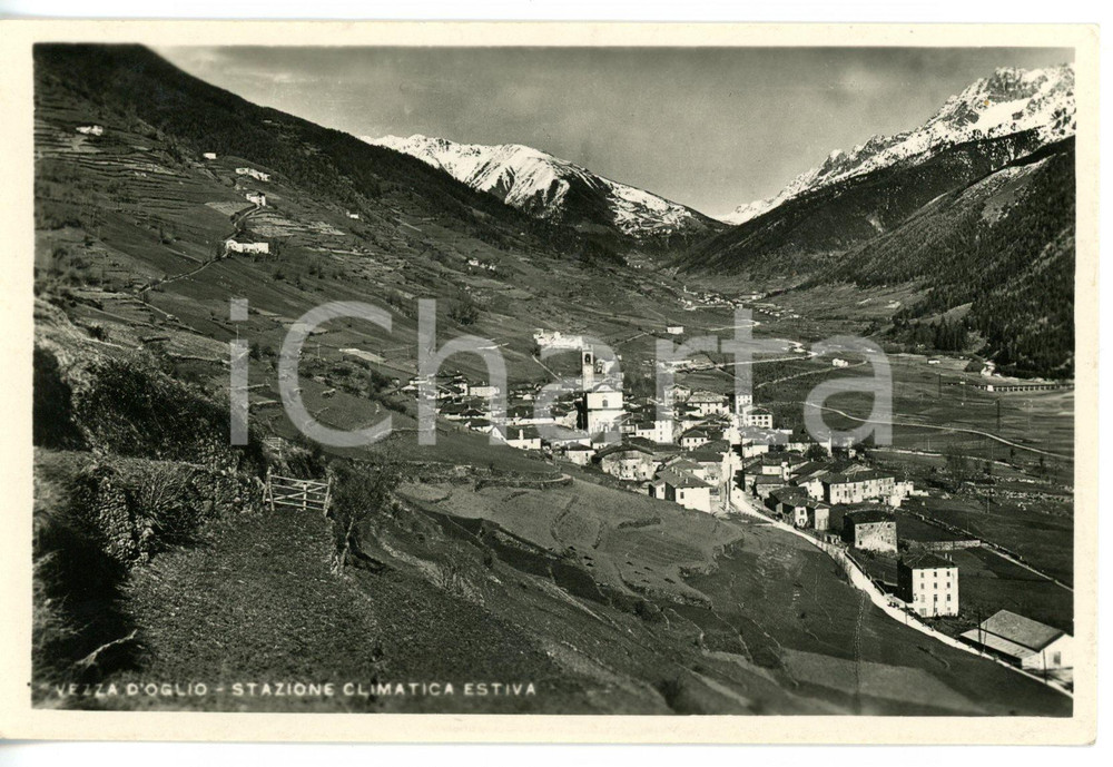 Cartolina originale da collezione 1948 VEZZA D OGLIO BS Veduta panoramica con chiesa di SAN MARTINO Cartolina 1