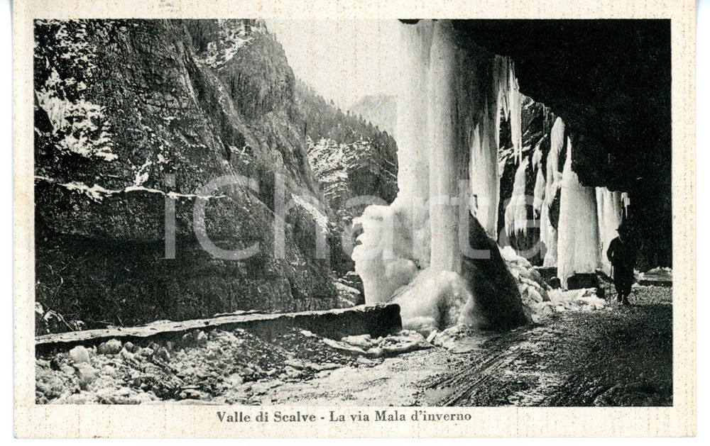 Cartolina originale da collezione 1948 COLERE BG Val di Scalve  VIA MALA con cascata di ghiaccio Cartolina FP 1