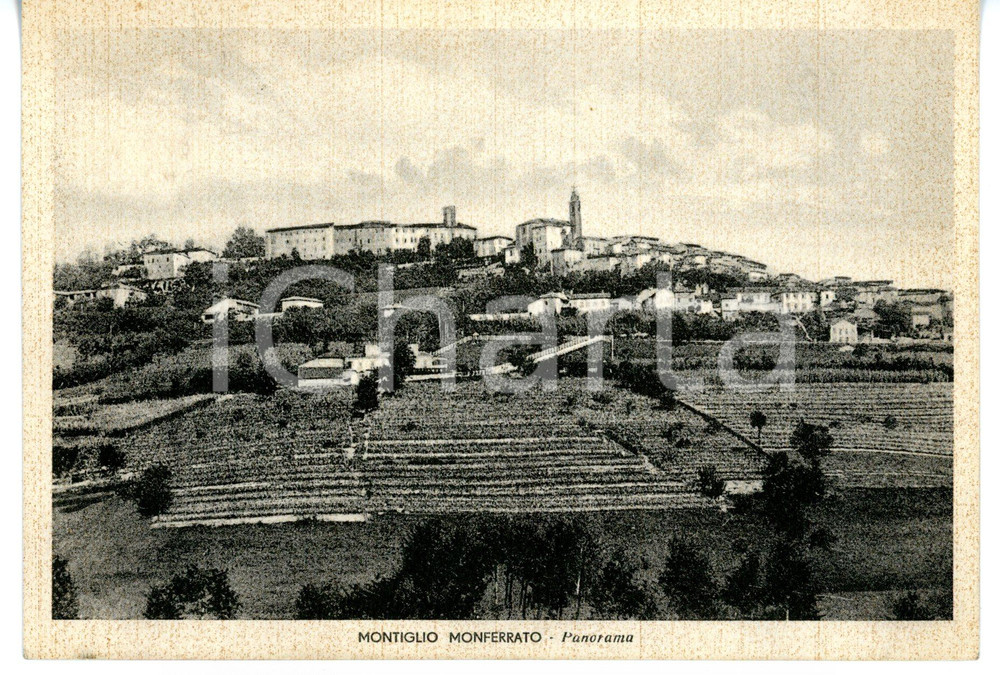 Cartolina originale da collezione 1941 MONTIGLIO MONFERRATO AT Panorama del paese Cartolina VINTAGE FG VG 1
