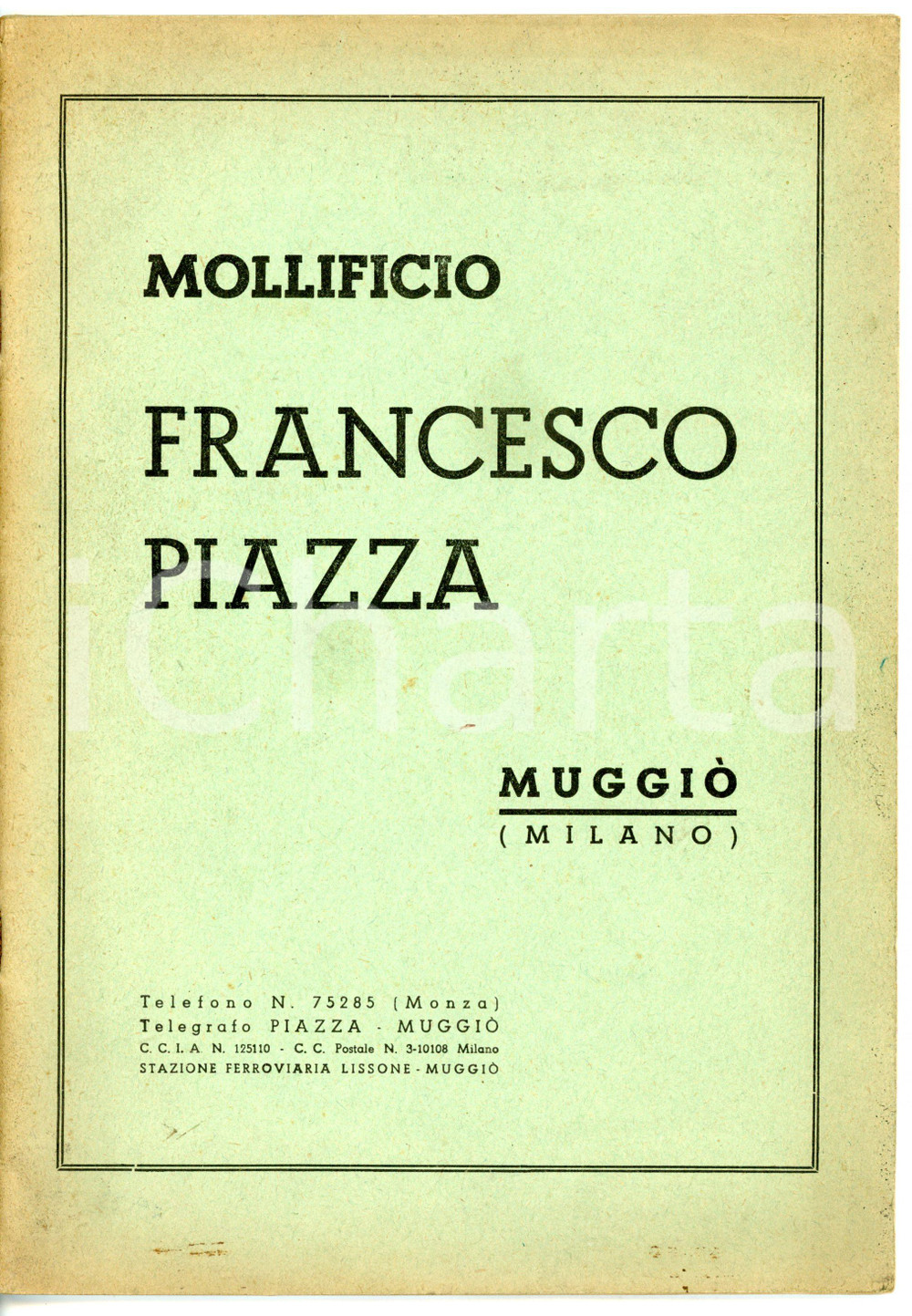 Libro, pubblicazione d epoca 1950 ca MUGGIÃ’ Mollificio Francesco PIAZZA  Catalogo della ditta  36 pp. 1