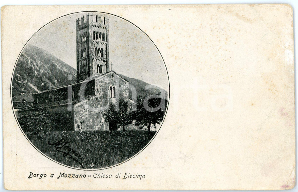 Cartolina originale da collezione 1915 ca BORGO A MOZZANO Loc. DIECIMO LU Pieve di Santa Maria Cartolina FP NV 1