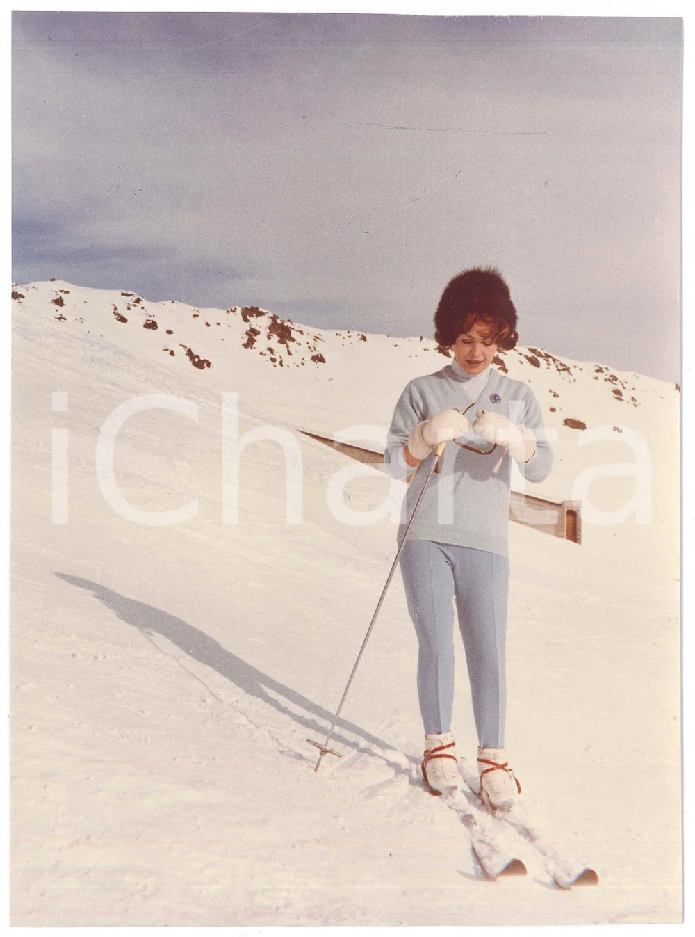 Fotografia d epoca originale 1960 ca DAVOS  SVIZZERA Silvana PAMPANINI sugli sci  Foto 17x23 cm 10 1