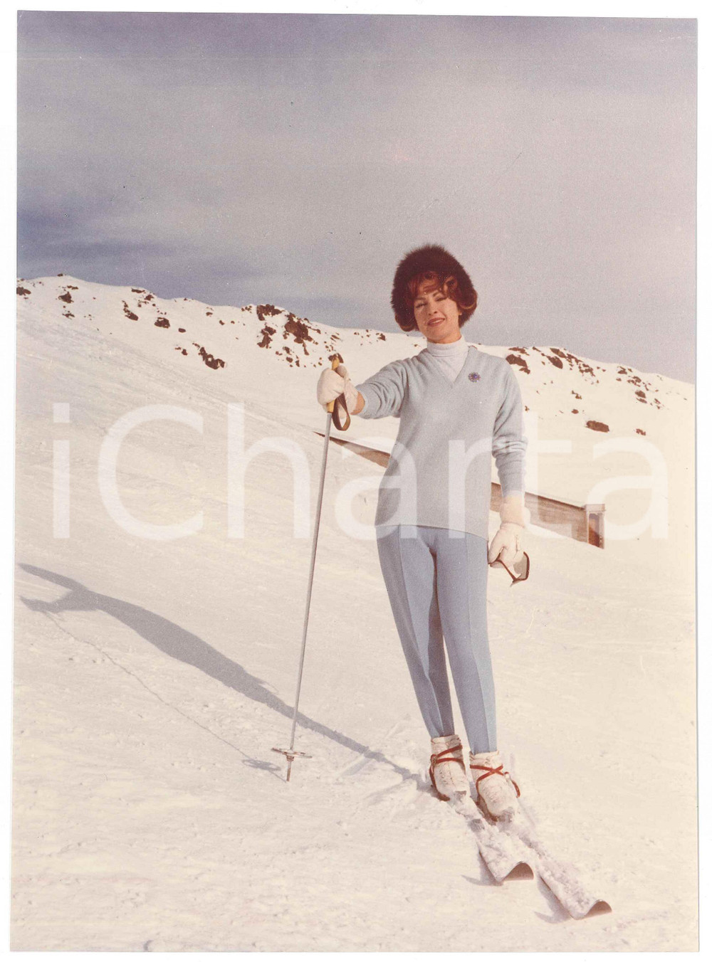 Fotografia d epoca originale 1960 ca DAVOS  SVIZZERA Silvana PAMPANINI sugli sci  Foto 17x23 cm 11 1