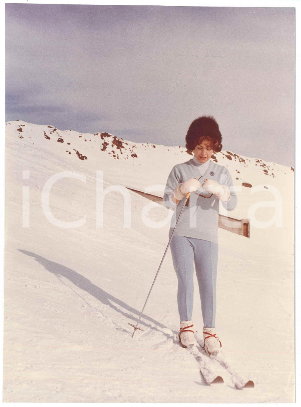 Fotografia d epoca originale 1960 ca DAVOS  SVIZZERA Silvana PAMPANINI sugli sci  Foto 17x23 cm 12 1