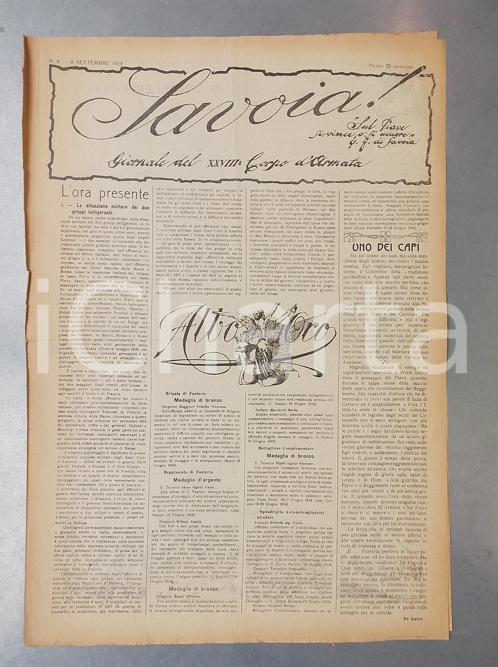 Giornale, rivista storica Settembre 1918 WW1 SAVOIA! La vittoria sul Piave  Giornale di trincea nÂ° 6 1