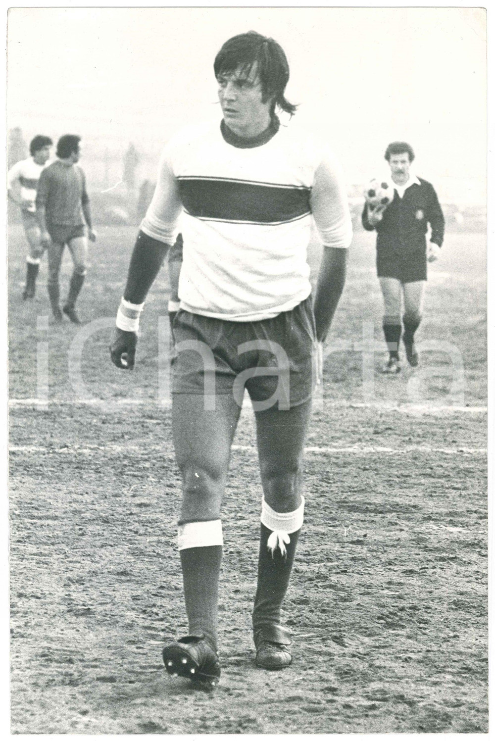 Fotografia d epoca originale 1970 ca ITALIA Adriano PANATTA  Partita di calcio 7 Foto 20x30 cm 1