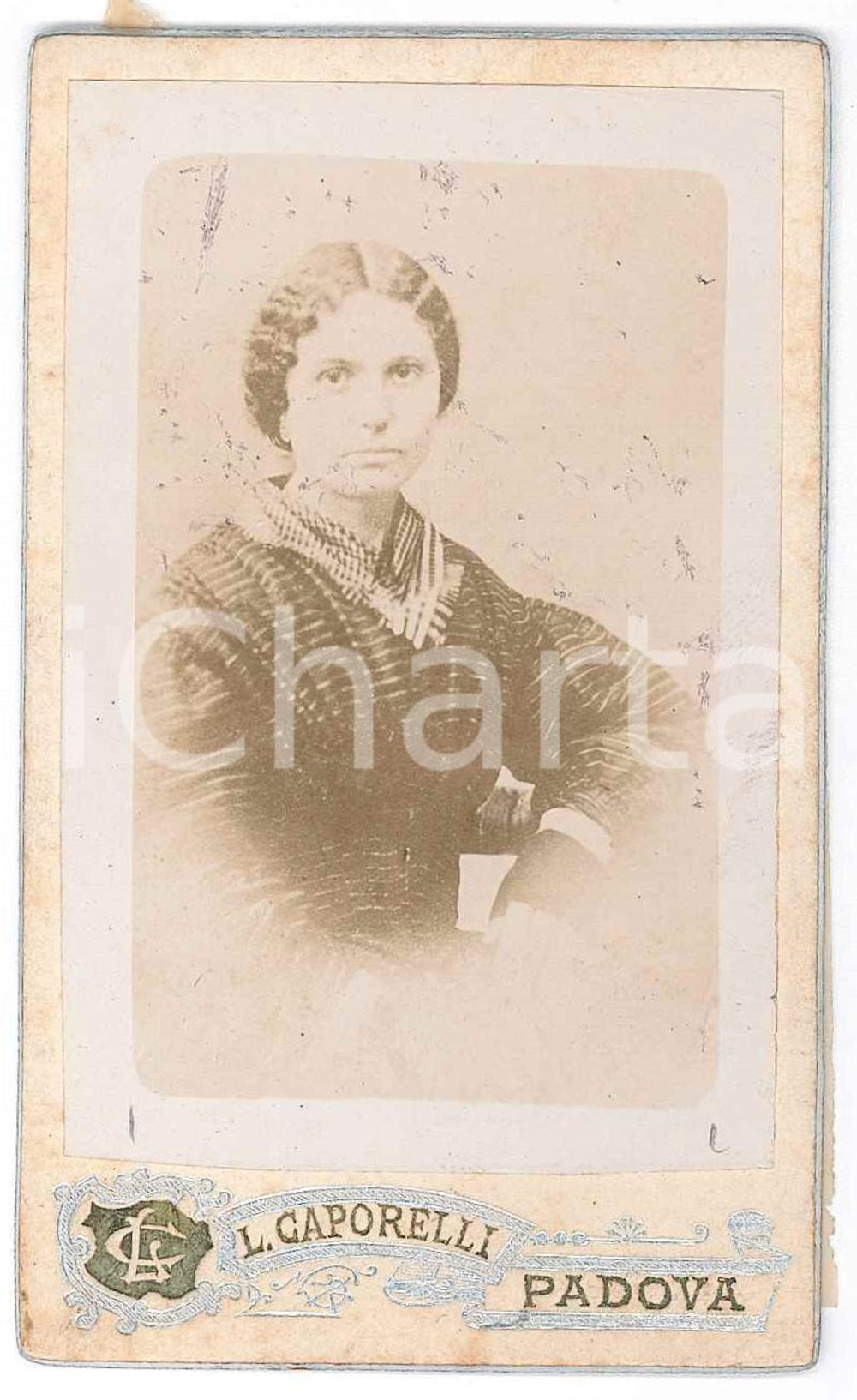 Fotografia d epoca originale 1880 ca PADOVA Ritratto di Angela MODIN la ZANZA  Foto L. CAPORELLI CDV 1