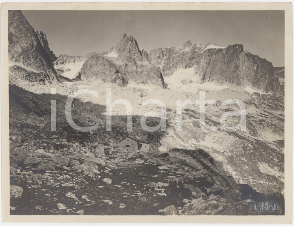 Fotografia d epoca originale 1925 ca ALPI  ITALIA  Panorama con rifugio Foto ARTISTICA 23x17 cm 1