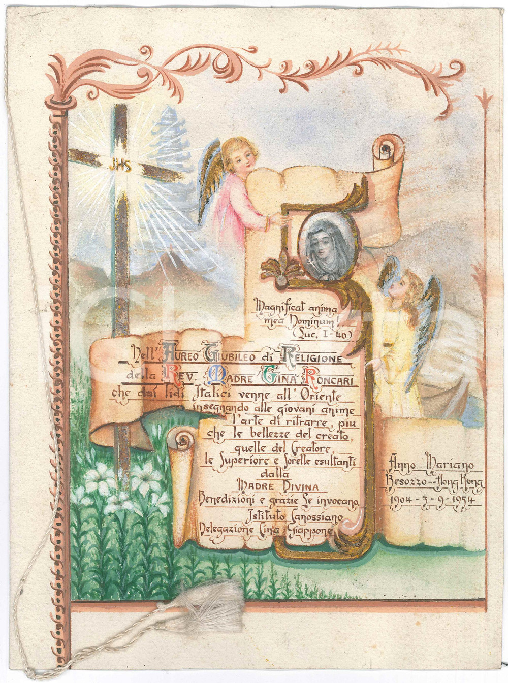 Documento originale, autentico 1954 BESOZZO VA Madre Gina RONCARI  Giubileo religioso d oro Fascicolo 1