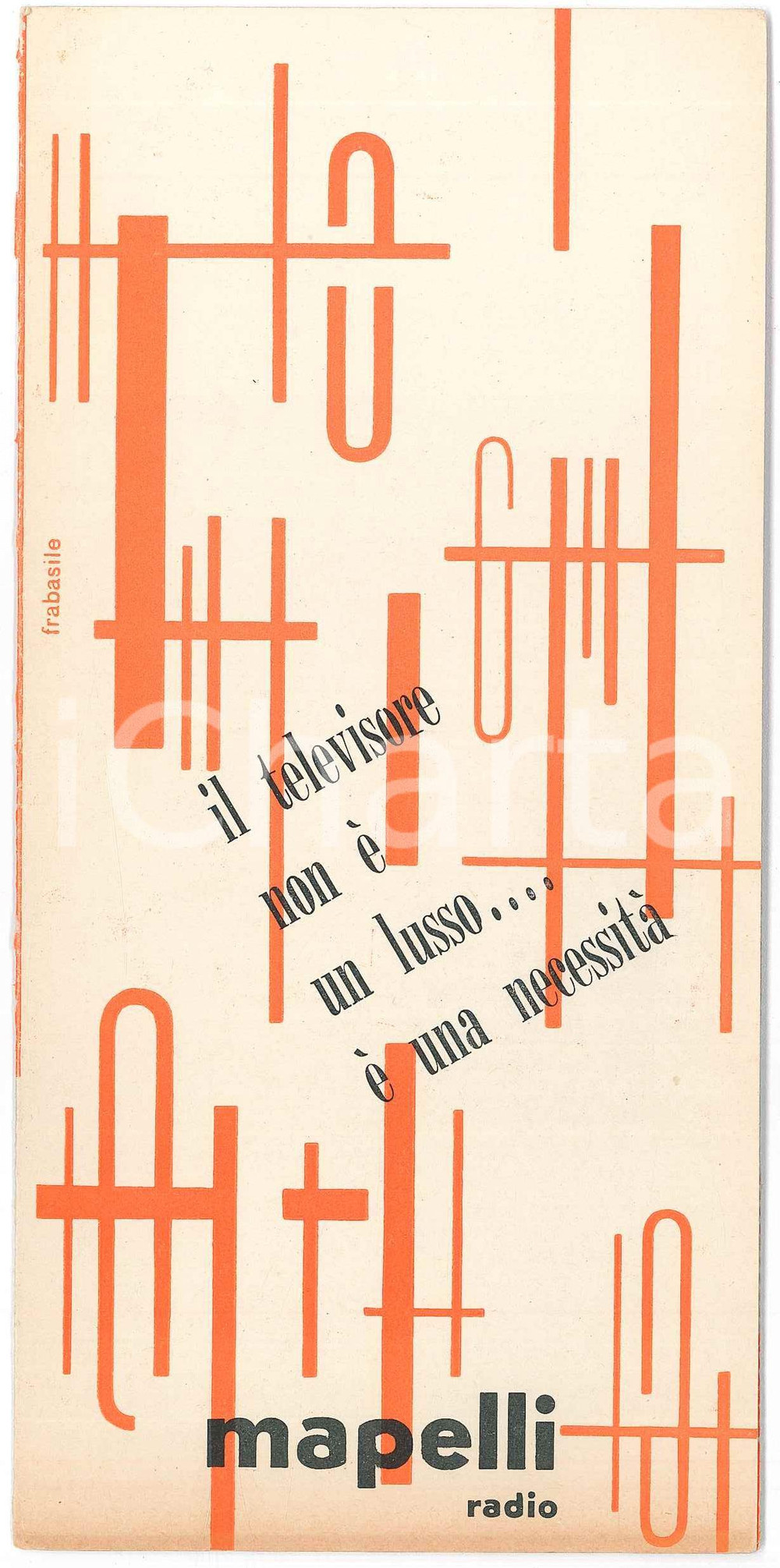 Materiale pubblicitario d’epoca 1960 ca MILANO Ditta MAPELLI  Pieghevole ILLUSTRATO televisori 1