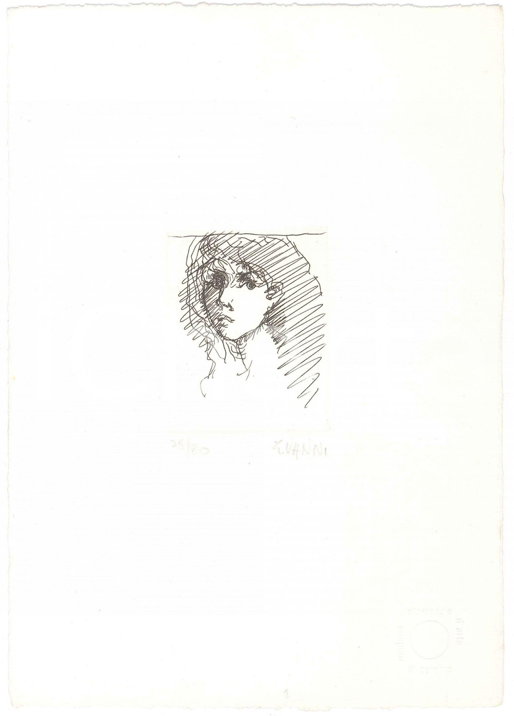 Opera d’arte autentica 1990 ca Ermanno VANNI  Testa di donna Incisione numerata FIRMATA 78/80 1