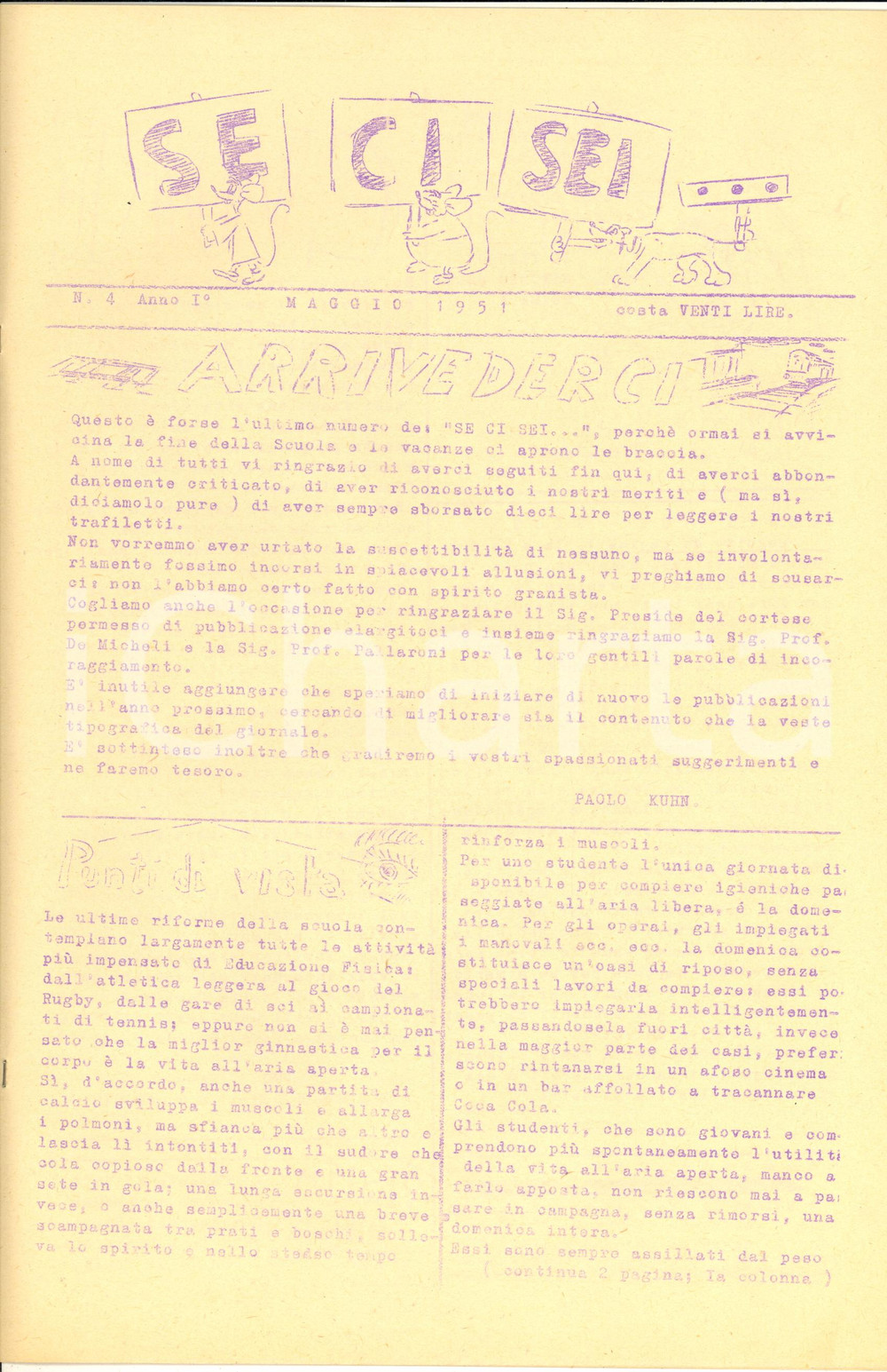Giornale, rivista storica 1951 MILANO  SE CI SEI... Giornale studentesco PARINI  Scout a Pavia nÂ° 4 1