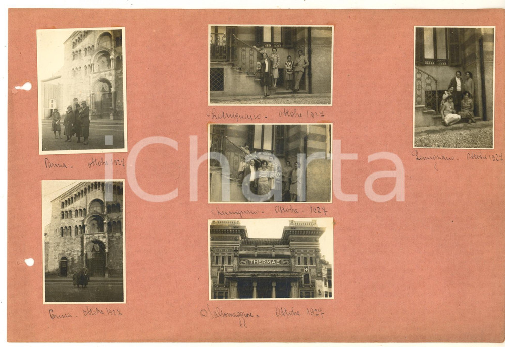 Fotografia d epoca originale 1927 PARMA/ LEMIGNANO/ SALSOMAGGIORE Congressisti DANTE ALIGHIERI 6 foto 1
