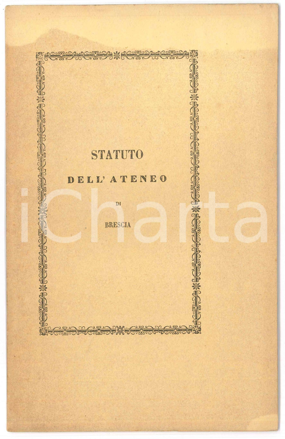 Libro, pubblicazione d epoca 1849 BRESCIA Statuto dell Ateneo  Pubblicazione 16 pp. 1