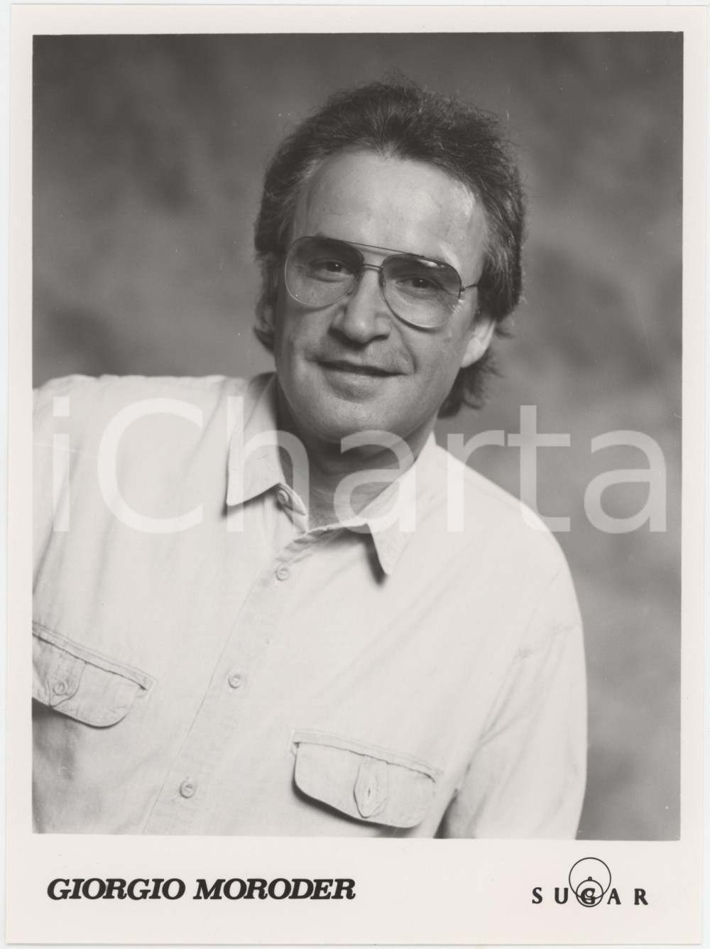 Fotografia d epoca originale 1990 ca ITALIA  MUSICA Giorgio MORODER Ritratto del compositore  Foto 18x24 1