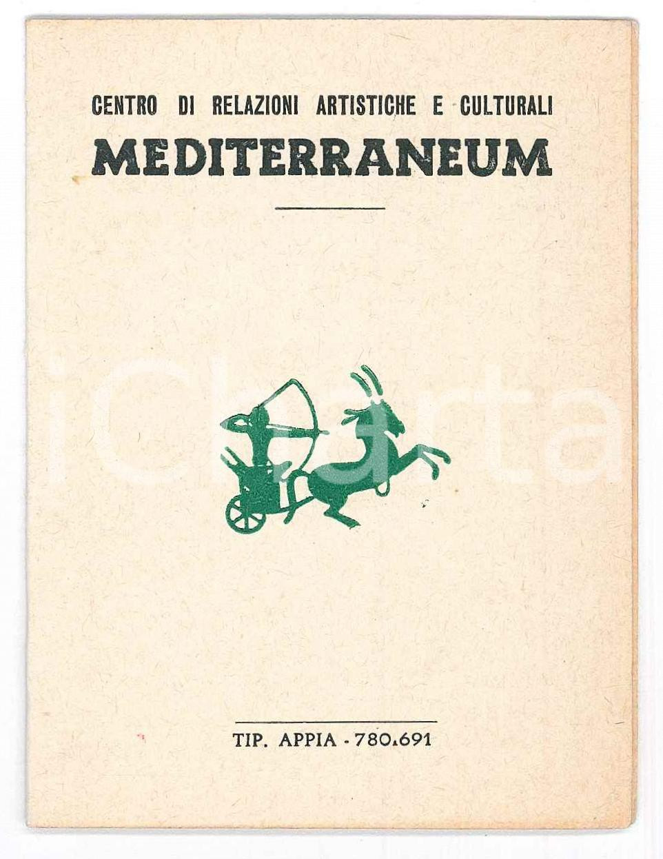 Oggetto da collezione cartaceo 1956 MEDITERRANEUM Centro relazioni artistiche  Tessera Ing. Luigi ALLIEVI 1