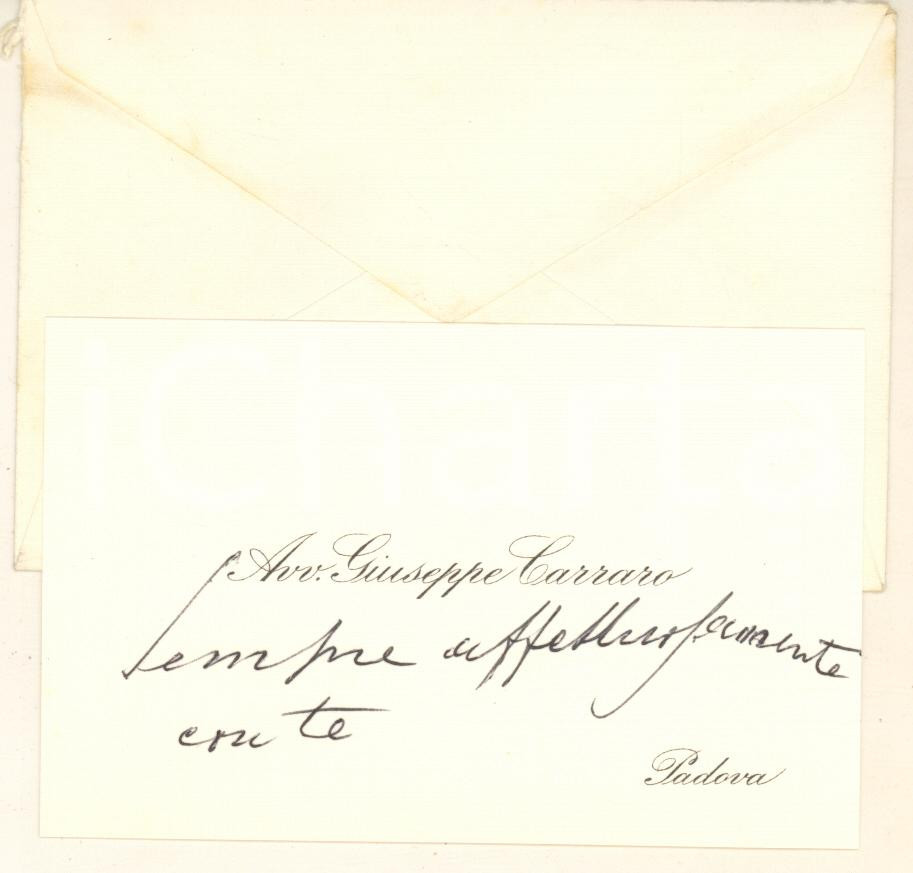 Autografo originale 1960 ca PADOVA Biglietto avv. Giuseppe CARRARO  Autografo 1